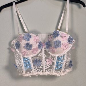 Corset. Beautiful Flower and Butterfly Detailed